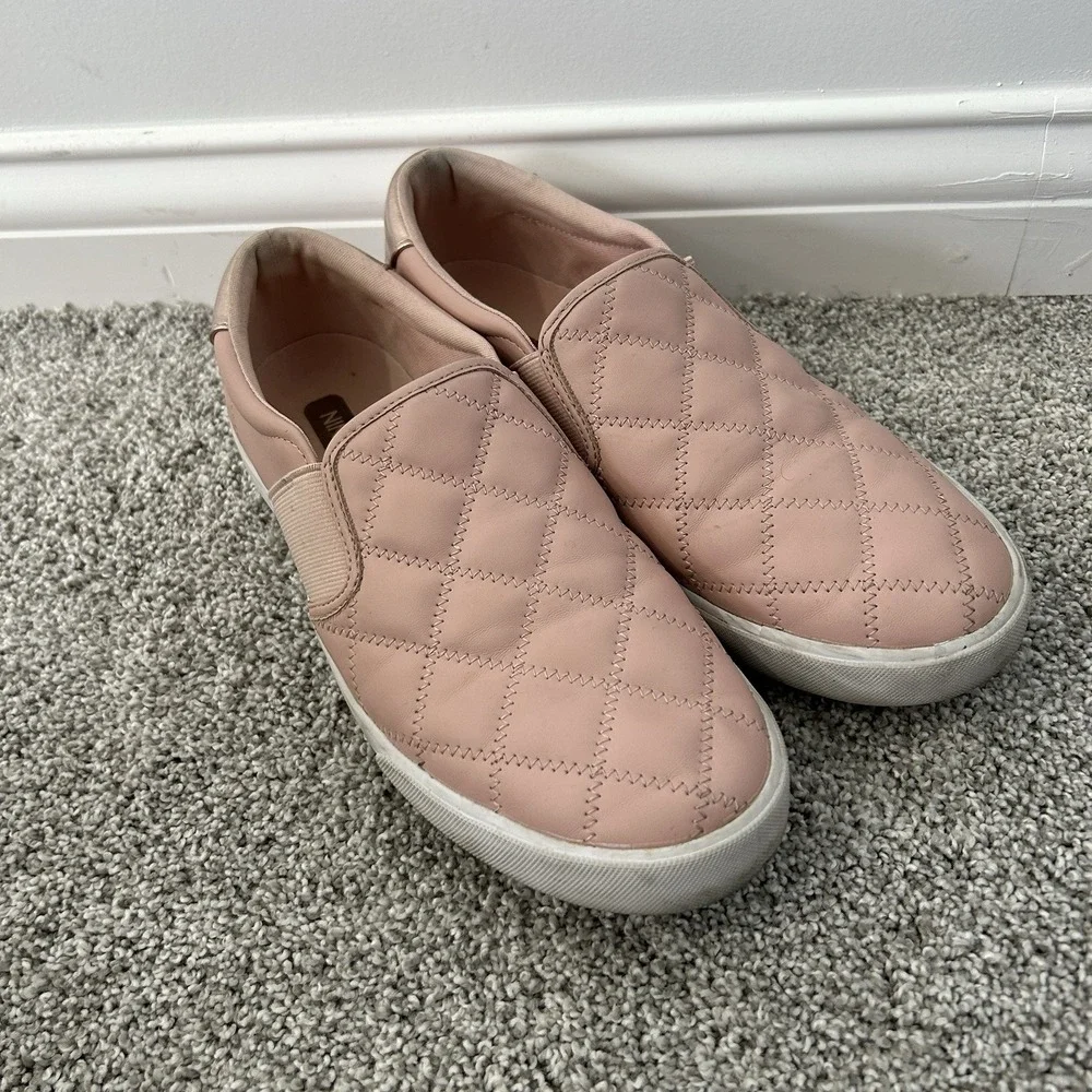 Nine West WNLACIE3 Pink Slip On Quilted Stitch Toe‎ Flat Loafers Womens 9.5M